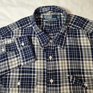Polo‎ Ralph Lauren Shirt Benford Men Large  Check Button Down Shirt Flap Pocket